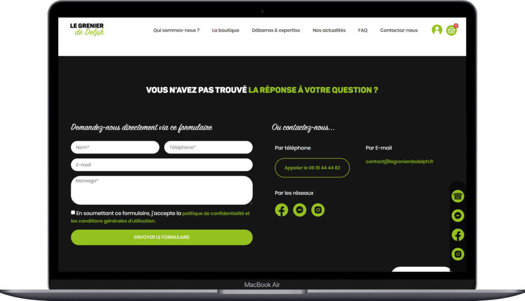 Mockup du site e-commerce le Grenier de Delph